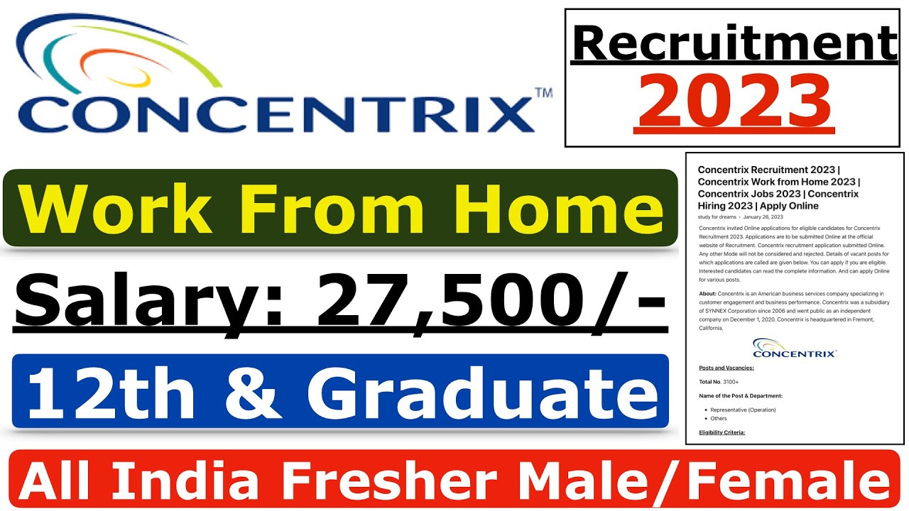 Concentrix Recruitment 2023 | Concentrix Vacancy Jobs 2023 | 12th Pass Fresher Jobs 2023
