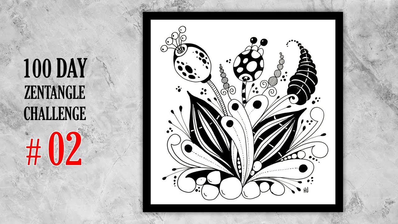 02 # 100 days of tangling | zentangle 100 day challenge | zentangle doodle art | zentangle art