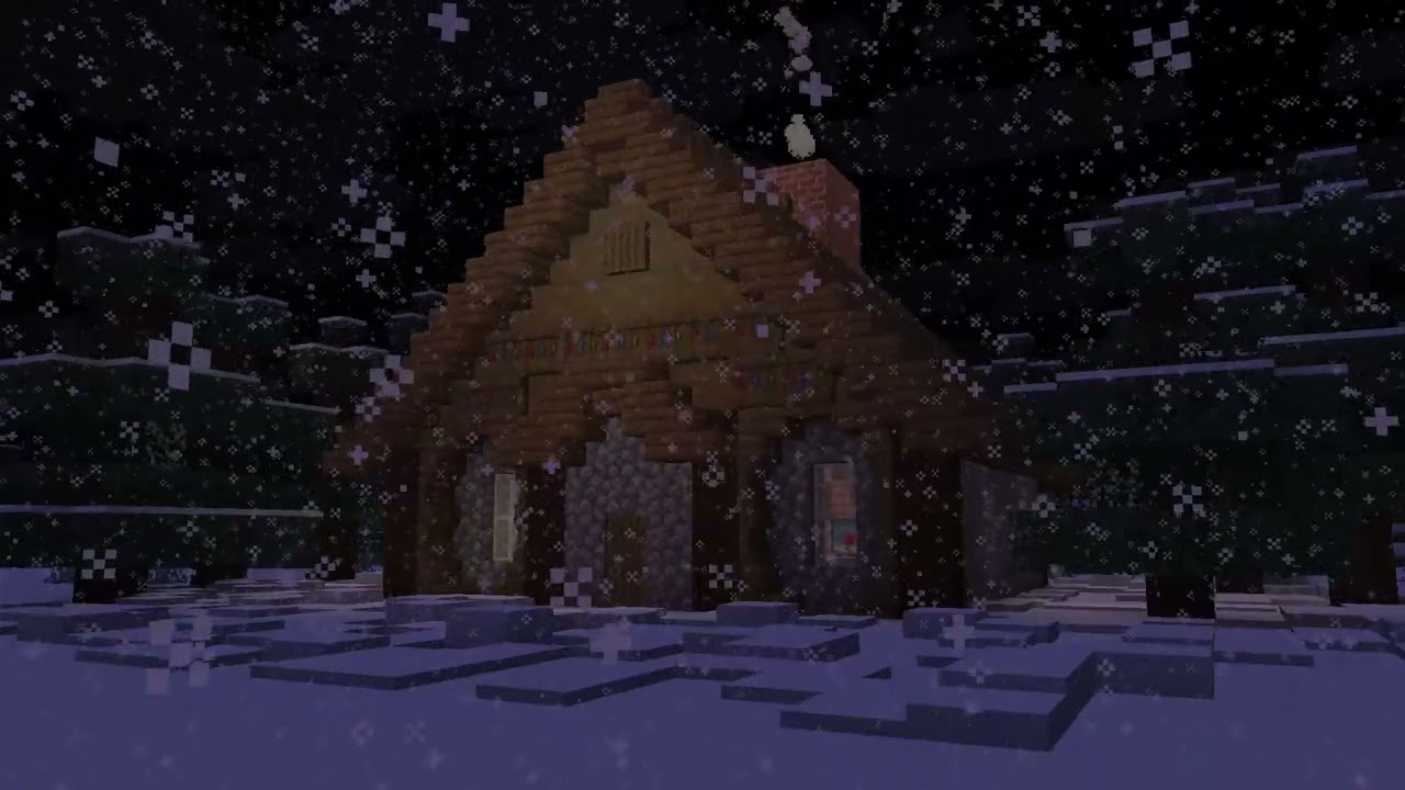 🎄Relaxing Winter Scene in Minecraft ❄️| Soft Music, Wind Sounds, and Nature Sounds