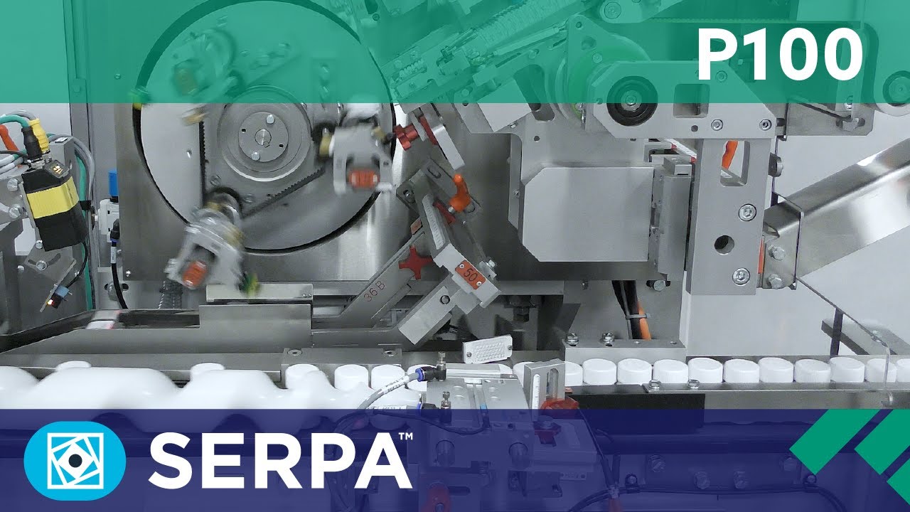 P100 Horizontal Cartoner running pharmaceutical bottles with RF450 insert feeder