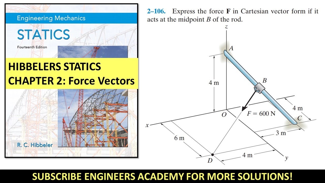 2-106 | Chapter 2: Force Vectors | Hibbeler Statics 14th ed | Engineers Academy