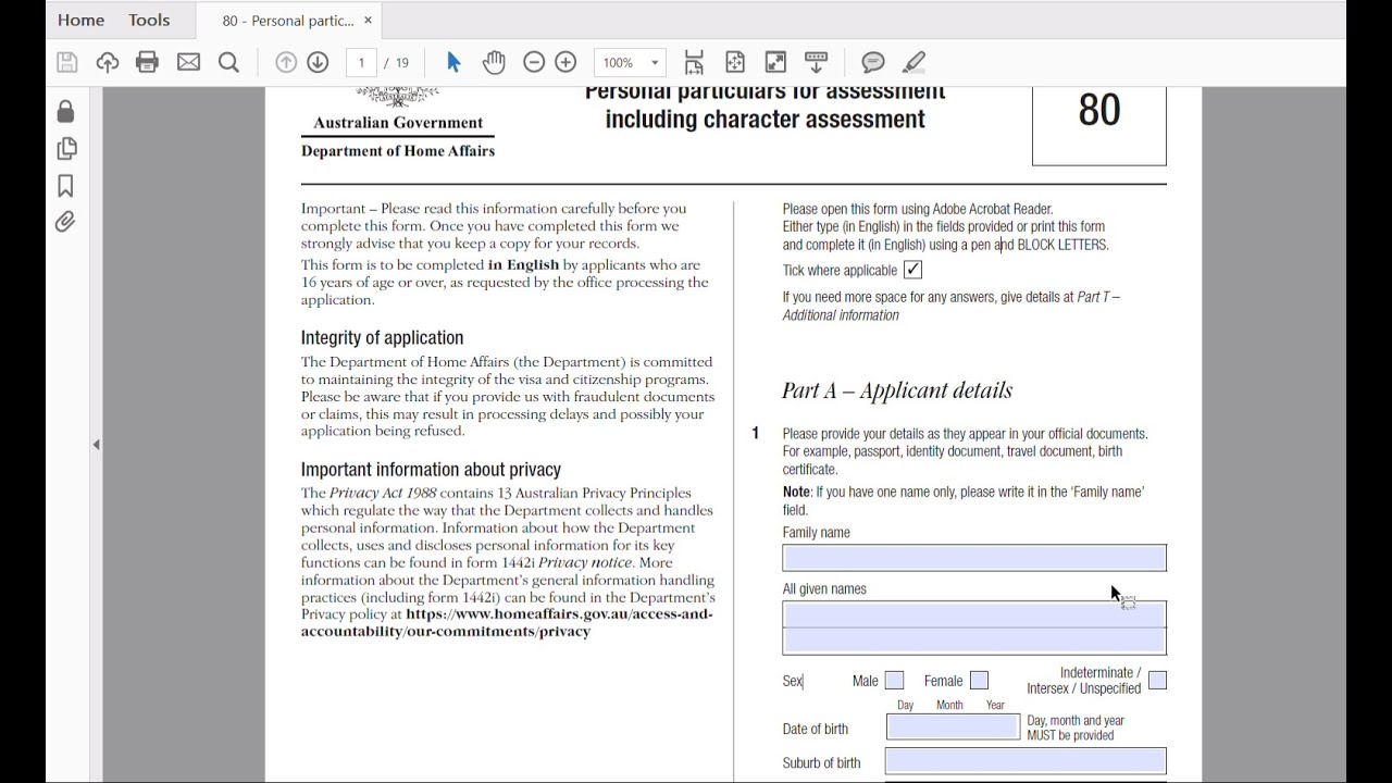 How to complete Form 80 - Australia