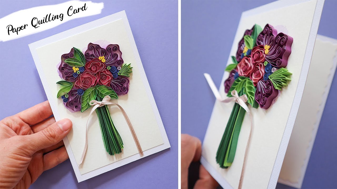 Quilling Bouquet of Flowers | DIY Card Ideas for Girls | Felicitări