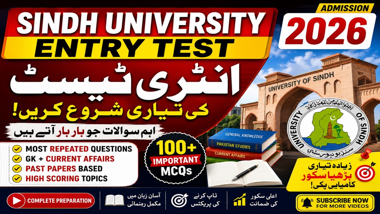 Sindh University Entry Test General Knowledge 2026/27 | Most Repeated GK Questions