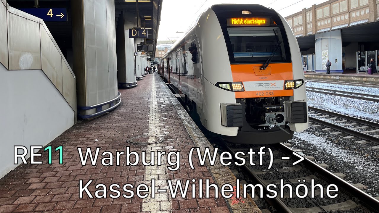 Die Mitfahrt mit dem RE11 von Warburg (Westf) bis Kassel-Wilhelmshöhe