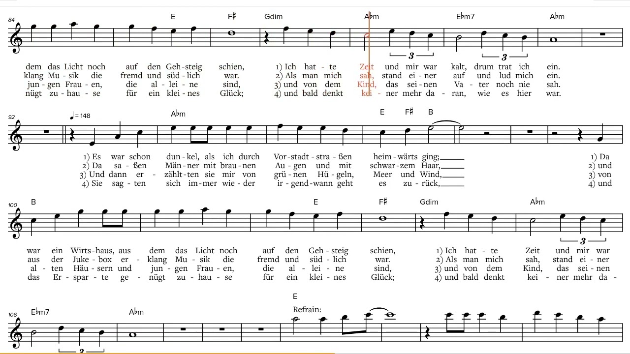 Griechischer Wein (Udo J&uuml;rgens, 1971), Eb-Instrument Play along