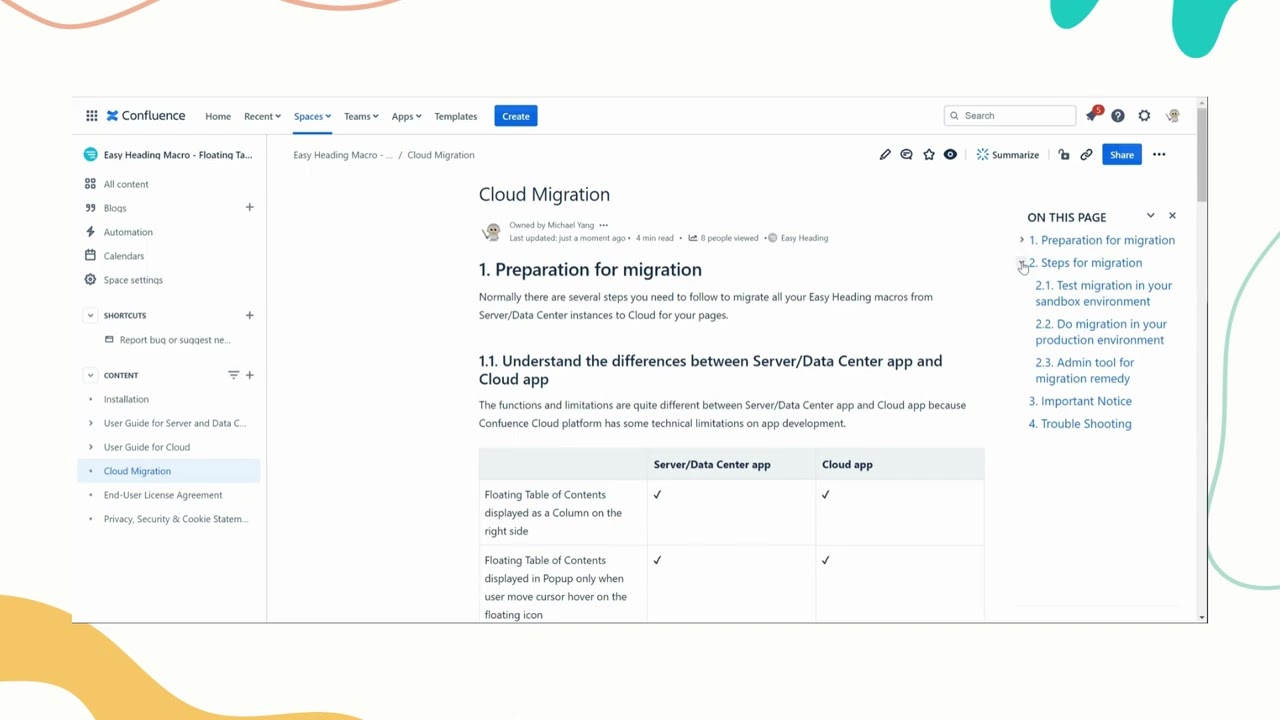 Easy Heading Macro for Confluence Cloud