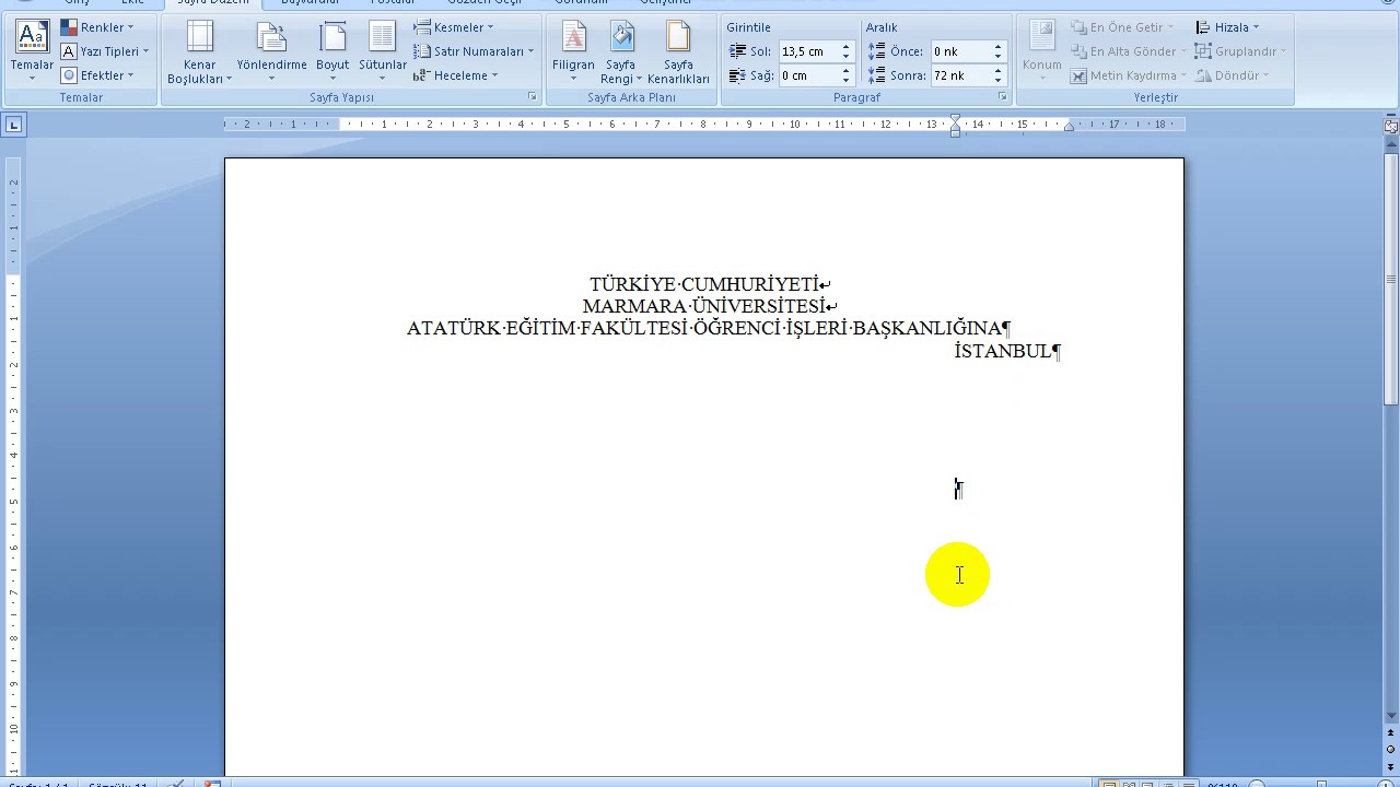 Microsoft Office Word 2007 - Ders 5 - Dilekçe Örneği