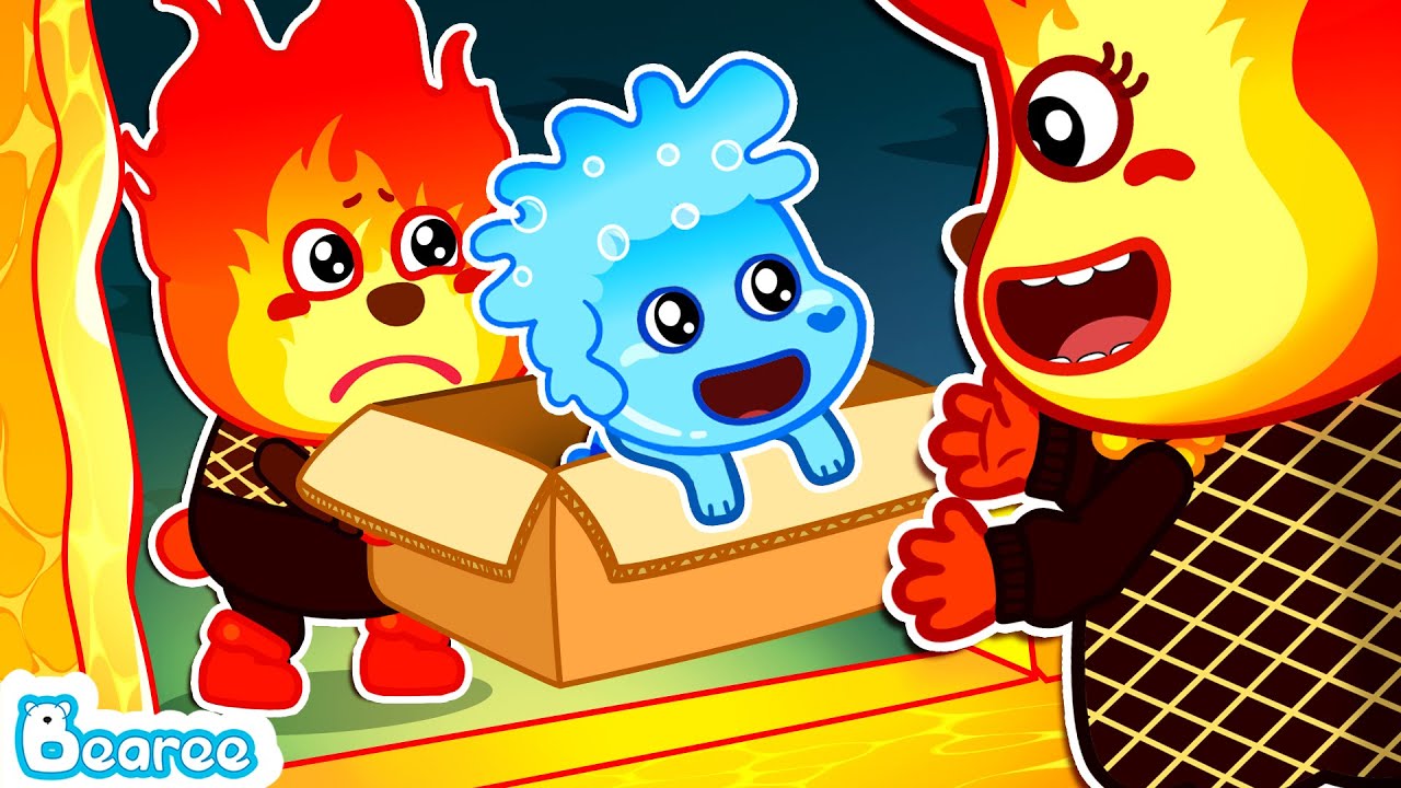 Fire Parents Adopt a Sweet Water Baby 💧🐻 | Kids Cartoon