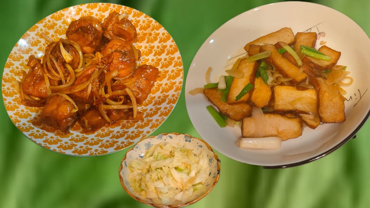 oseng tokan bawang daun ayam kecap bawang bombay & tumis sayur kol
