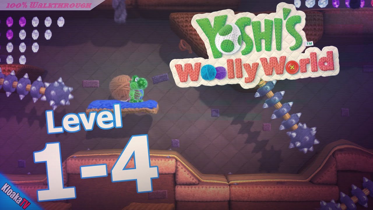 Yoshi's Woolly World - Level 1-4 Walkthrough (Flowers & Yarn Locations)
