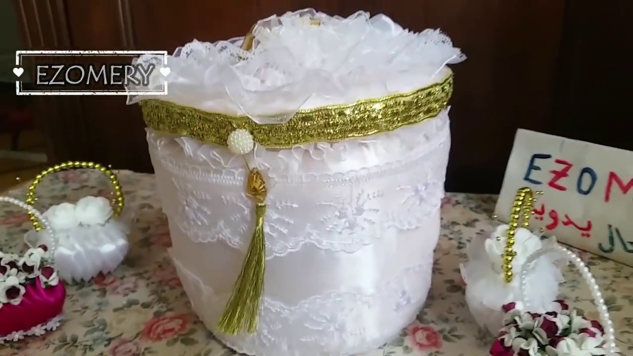 تزيين علبة بلاستيك بالستان والدبلة  لحفظ  الاكسسوارات تحفة / Decorating a plastic box