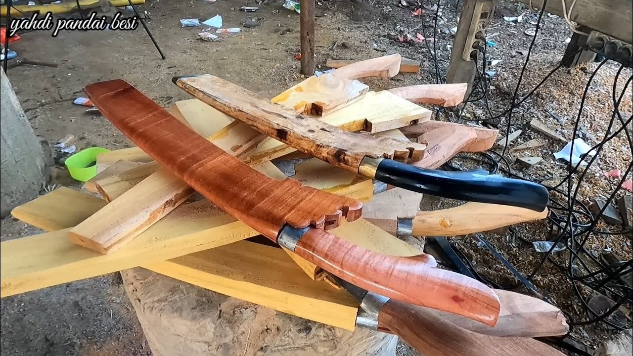mudah & cepat membuat gagang dan sarung golok dari potongan kayu