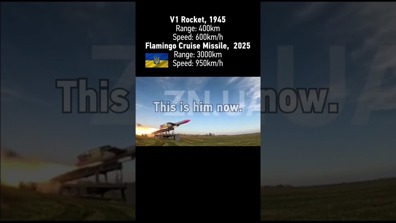V1 Rocket, 1945 & Flamingo Cruise Missile, 2025