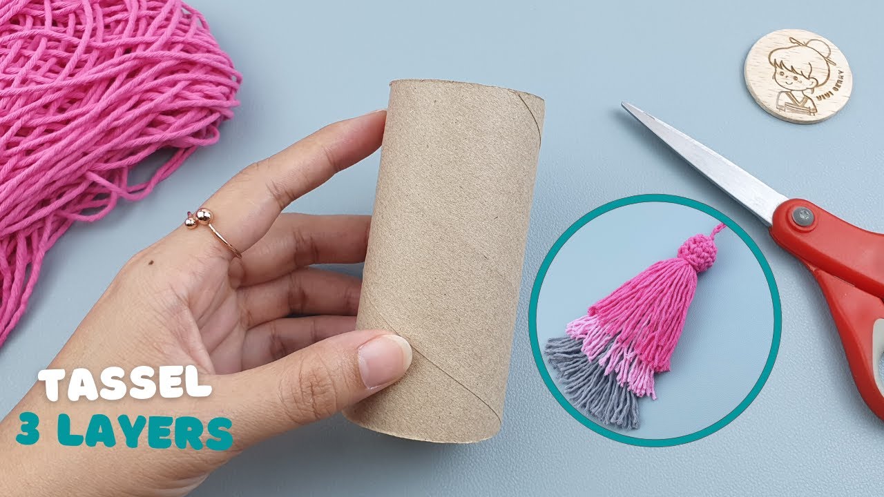 🧶How to make a Tassel 3 Layers with Toilet Paper Roll | ViVi Berry Crochet