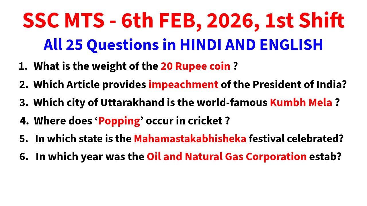 SSC MTS 2026 today review | SSC MTS 1st Shift Analysis 6 February 2026 | ssc mts today review GK