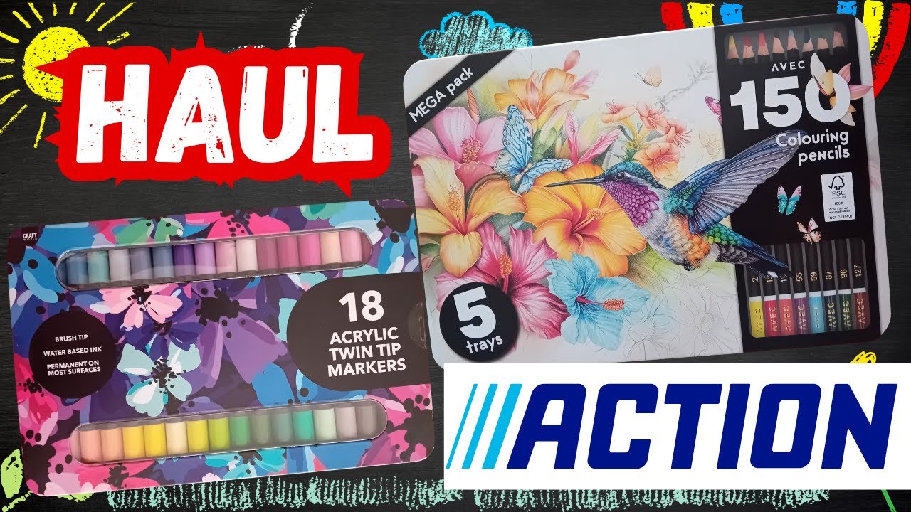 🛍️ ✂️ HAUL ACTION Feutres Acrylique et 150 Crayons de Couleurs