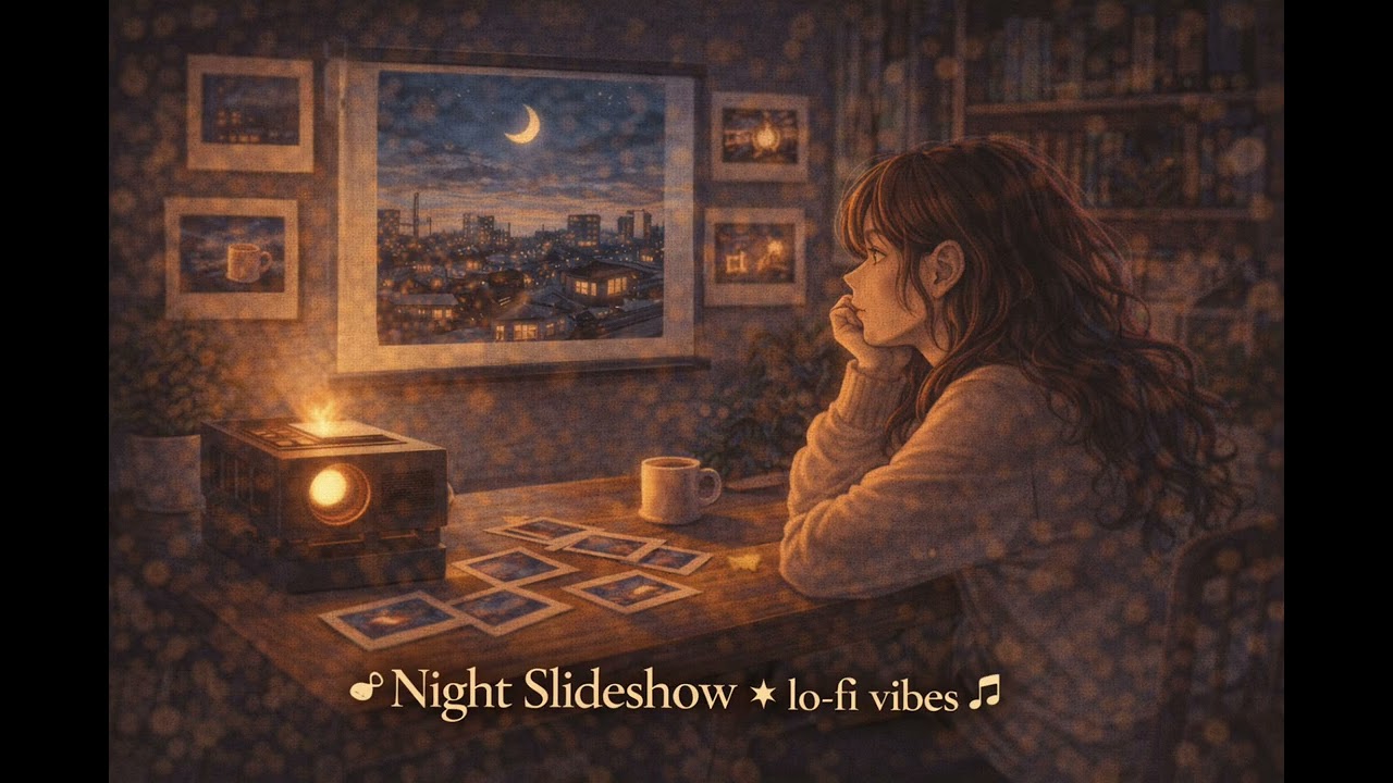 【睡眠用BGM 作業用BGM】Night Slideshow * lo-fi vibes
