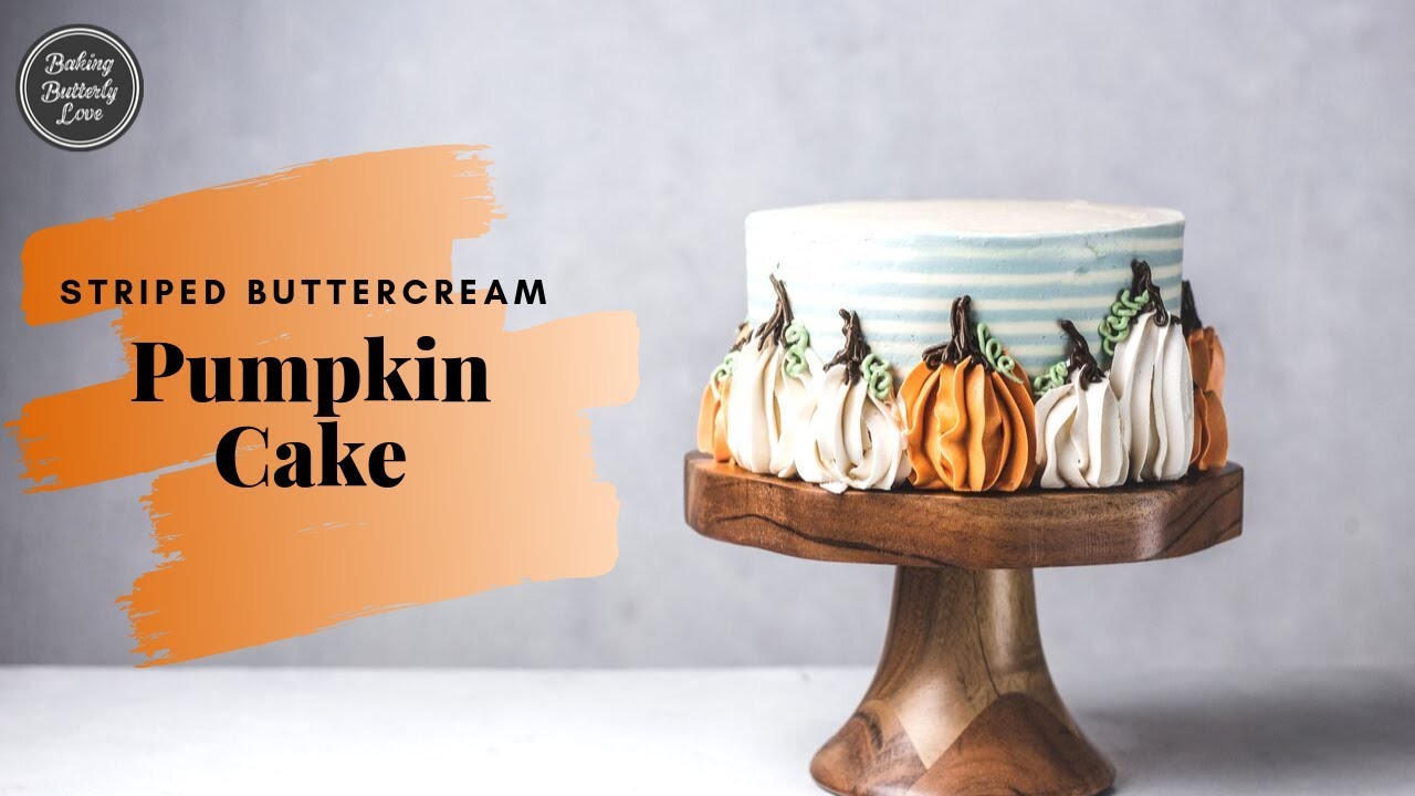 Striped Buttercream with Pumpkin Cake Decorations