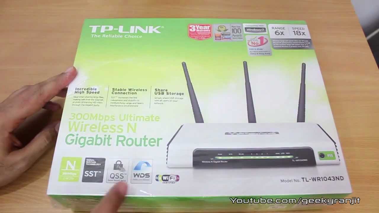 TP-Link N300 WiFi Gigabit router TL-WR1043ND unboxing