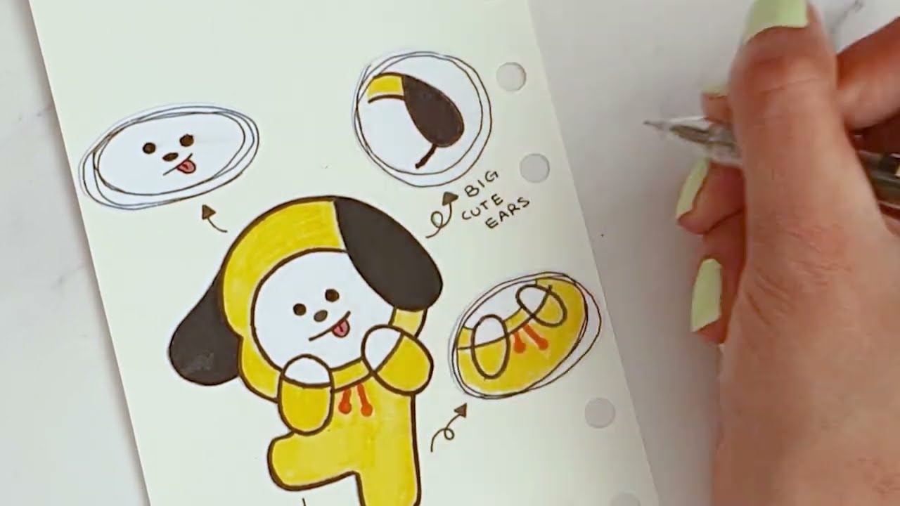🐥 anatomy of chimmy! a page in my bts kpop journal without pictures | bt21 journal