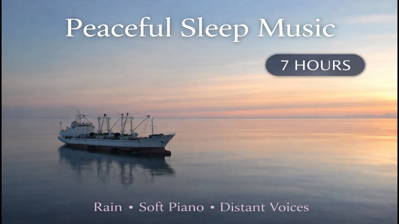 7 Hours Deep Sleep Music 🌙 Rain, Piano & Distant Voices for Full Night Rest