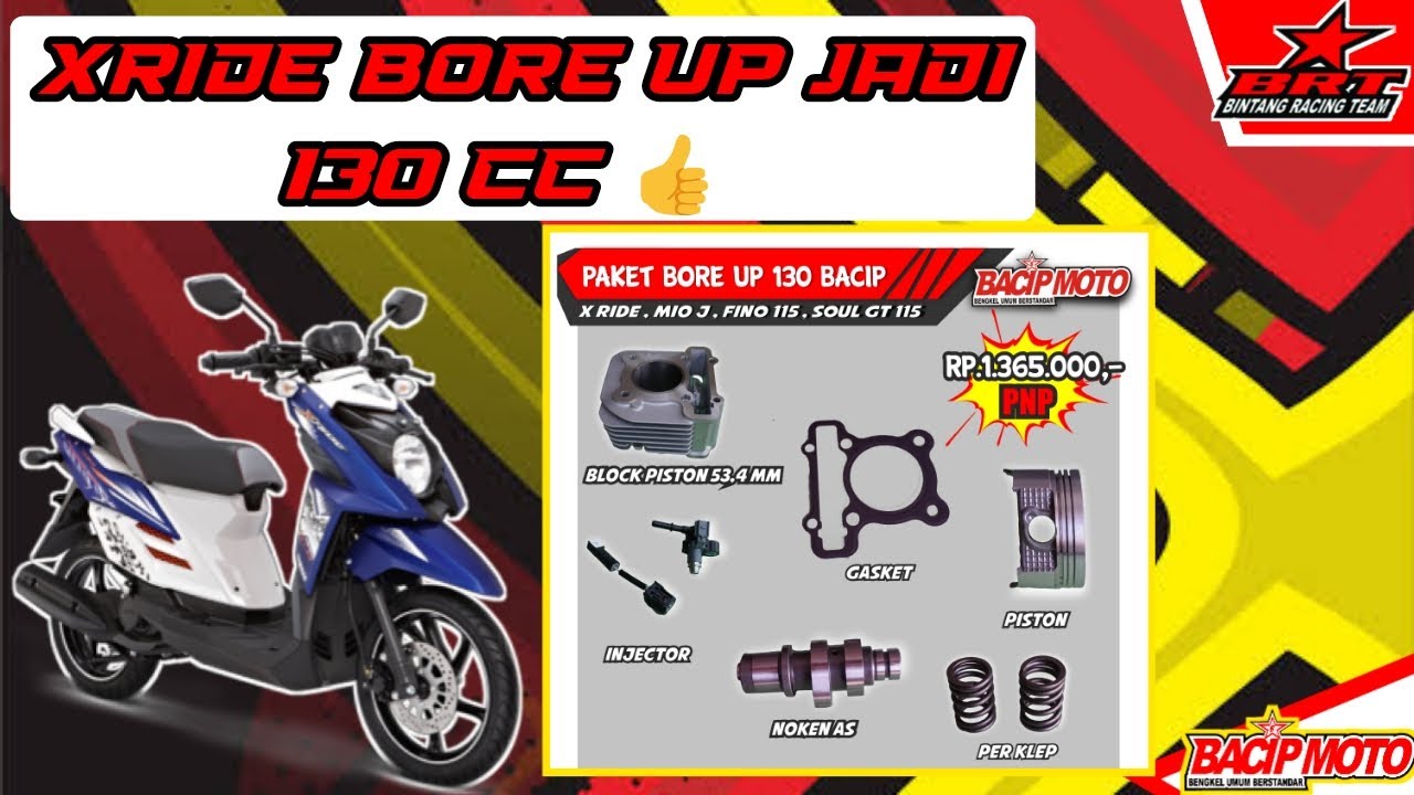 bore up xride mio j fino jadi 130 cc best seller