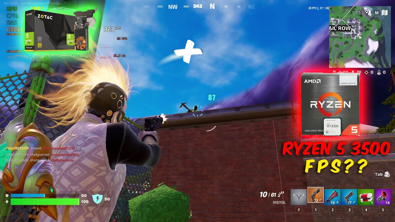 Fortnite Chapter 2 Remix AMD RYZEN 5 3500 + GT 710 Benchmark FPS Test