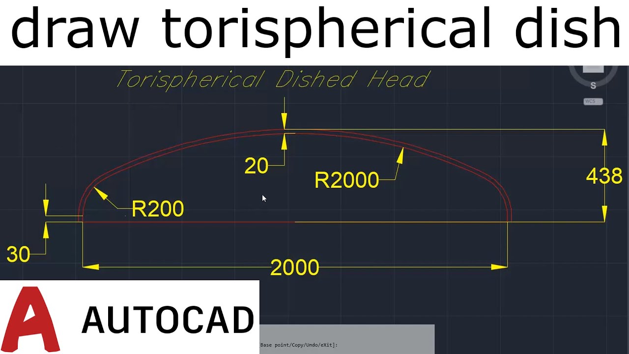 How to draw torispherical dish in AutoCAD
