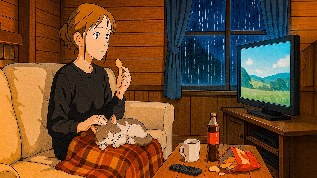 ASMR Anime Sleep 🌧️ — Rain, Fireplace Crackles and Nature’s Whisper