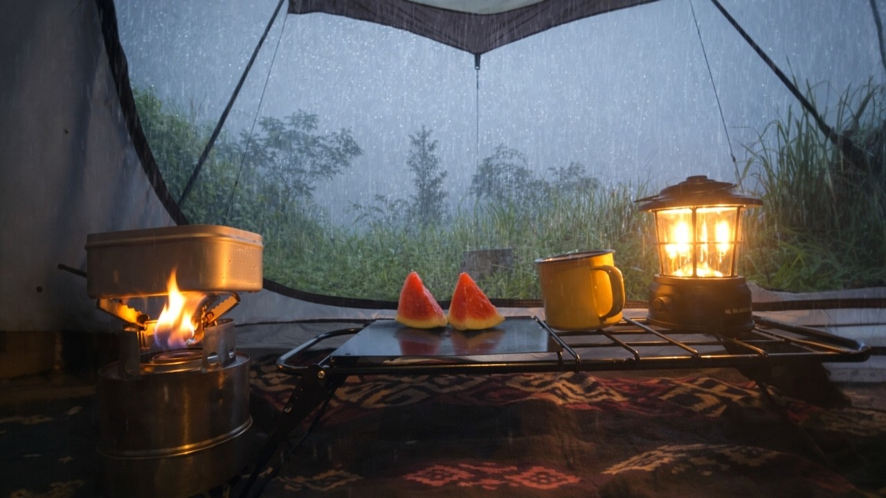 Sleeping Deeply with Rain at Night - Solo Camping during Heavy Rain