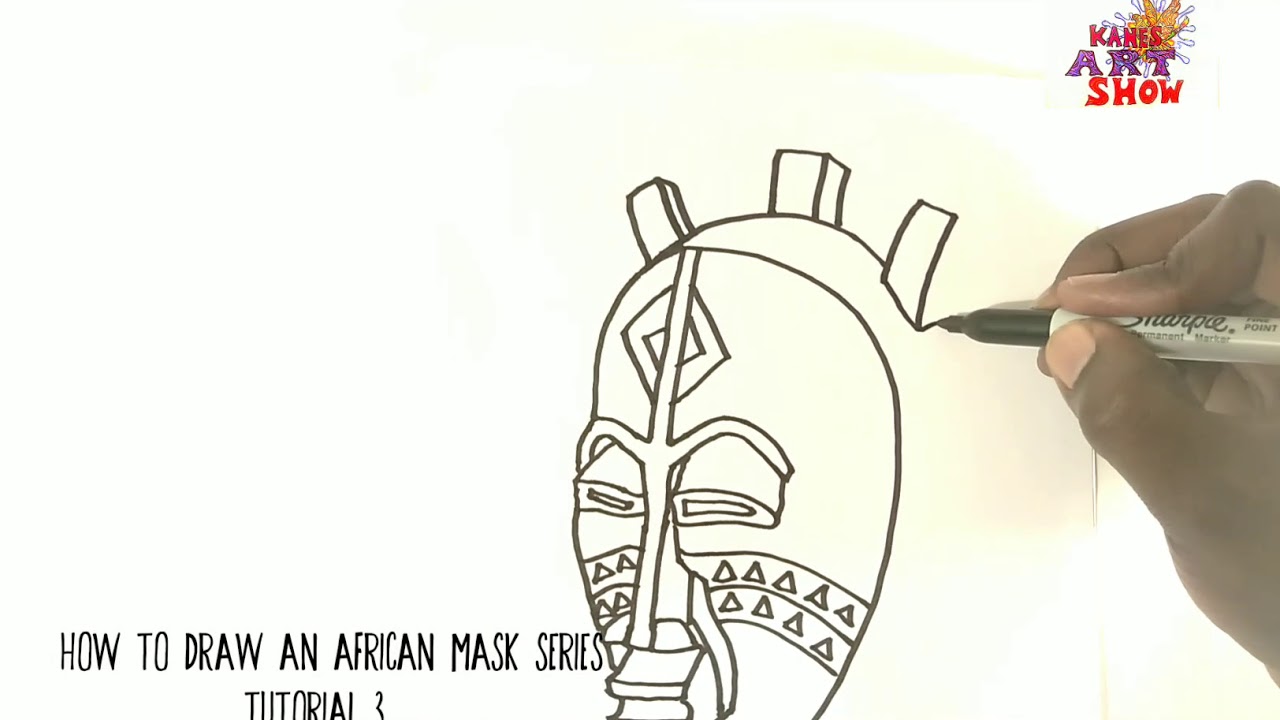 How to Draw an African Mask series  Tutorial 3   Comment dessiner un Masque Africain  Tutoriel 3