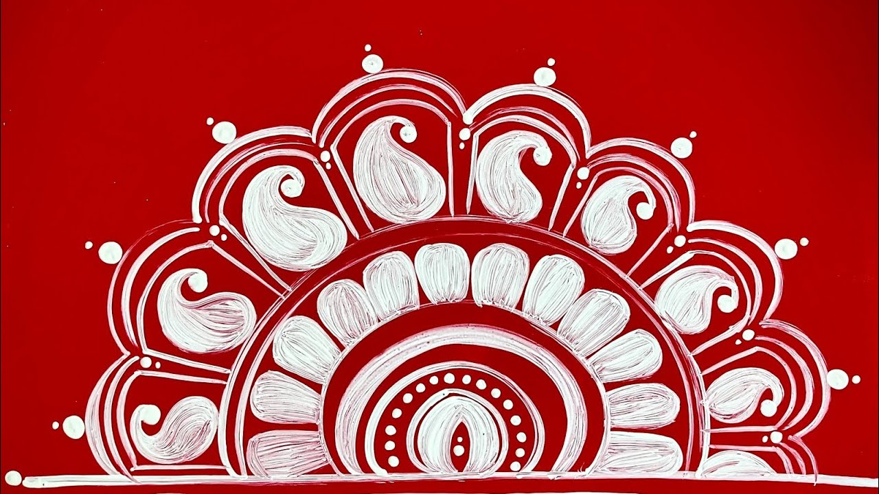 Easy Alpona For Door ||Beautiful Door Alpona Design||Rangoli Alpona Design For Beginners|| ❤️🌼🍀