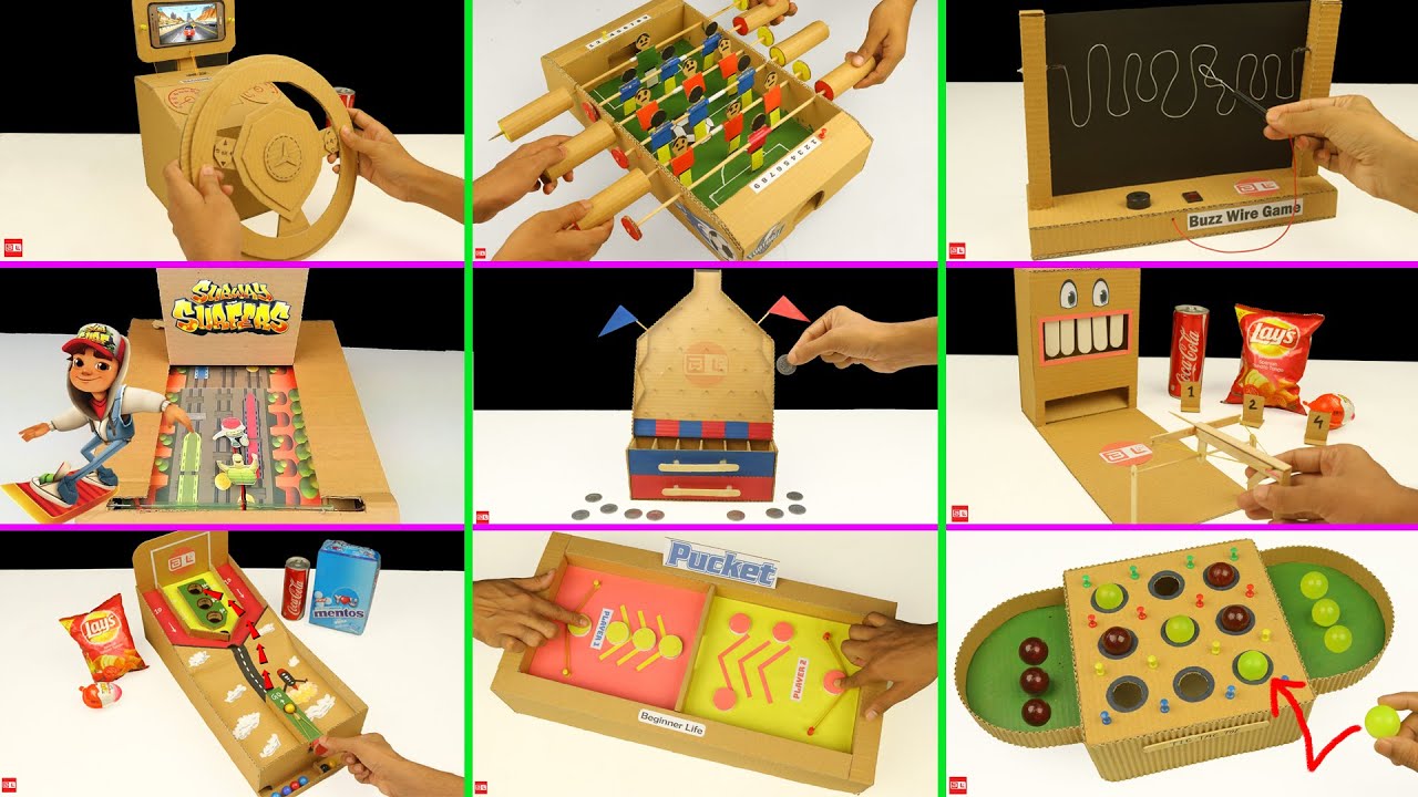 10 Amazing Cardboard Games Compilation | Fun Arcade Game
