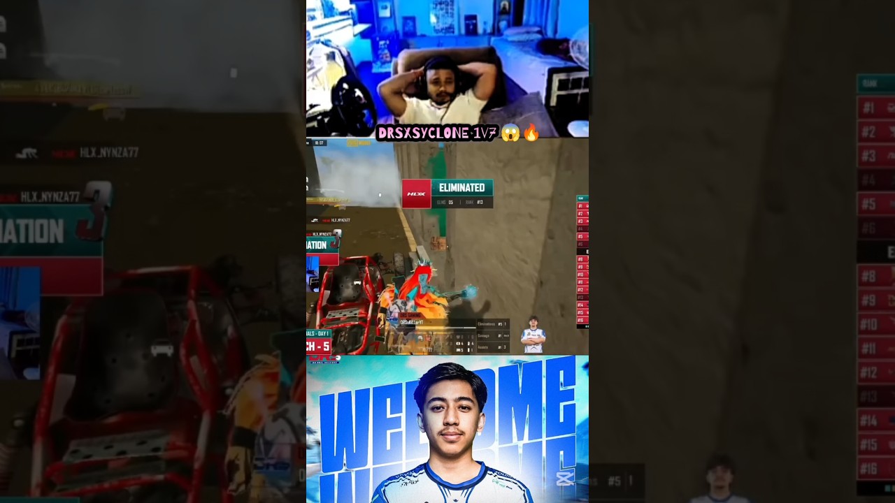 DRSxSYCLONE 1v7 😱🔥 #youtubeshorts #cr7horaaa #reaction #ytshorts #viral #pubgmobile #pmnc2025
