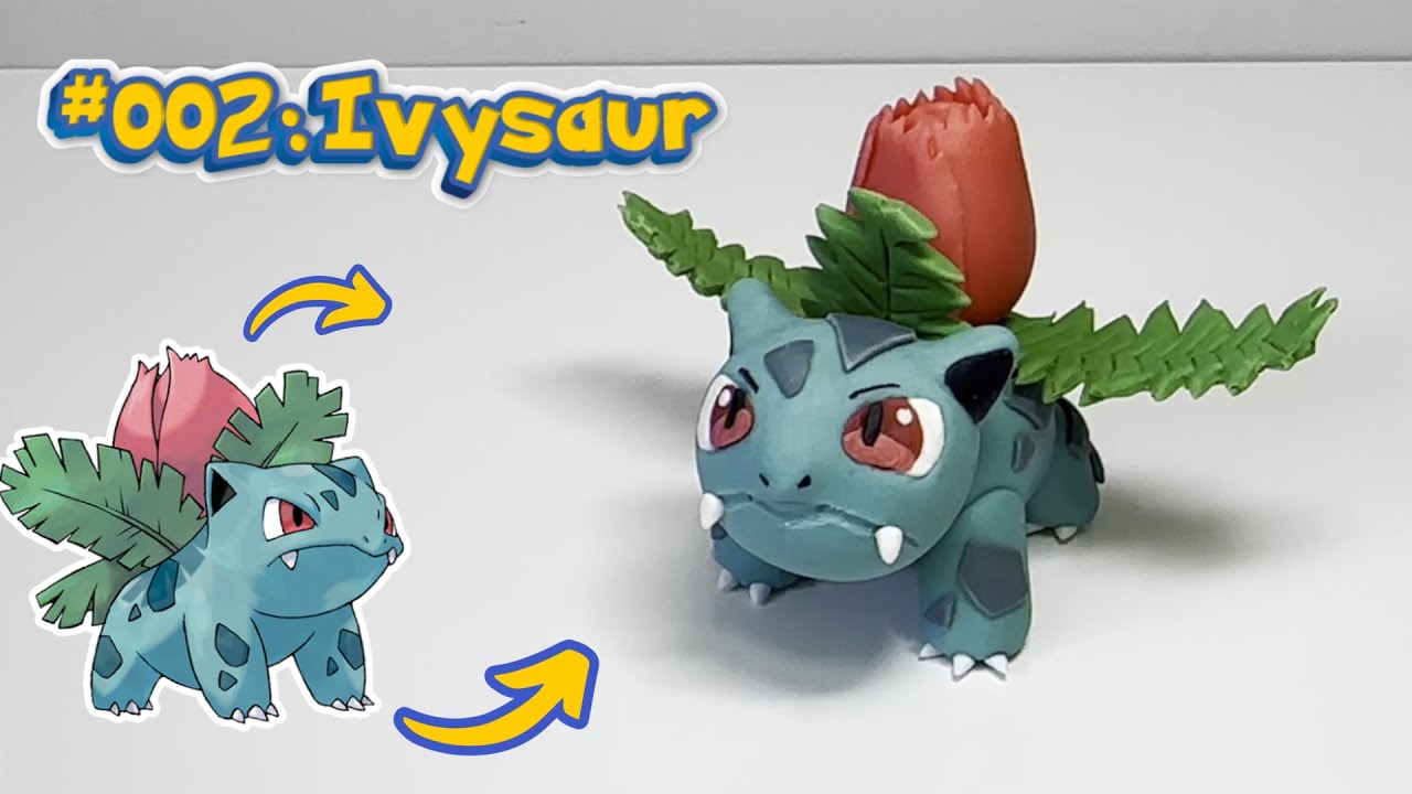 Покемон ИВИЗАВР в глине, бисквит (IVYSAUR CLAY ART)
