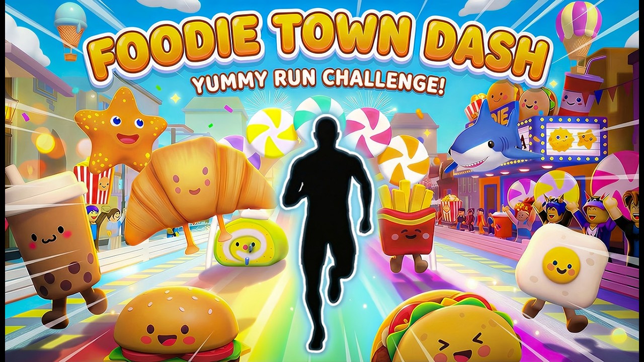 FOODIE OBBY RUN 🍔 Yummy Town Adventure | Immersive Interactive Warm Up | Viral Game