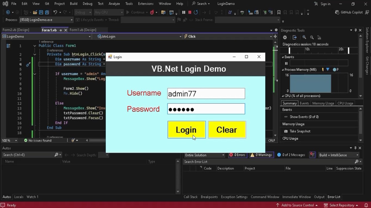 VB.Net Login Form Without Database