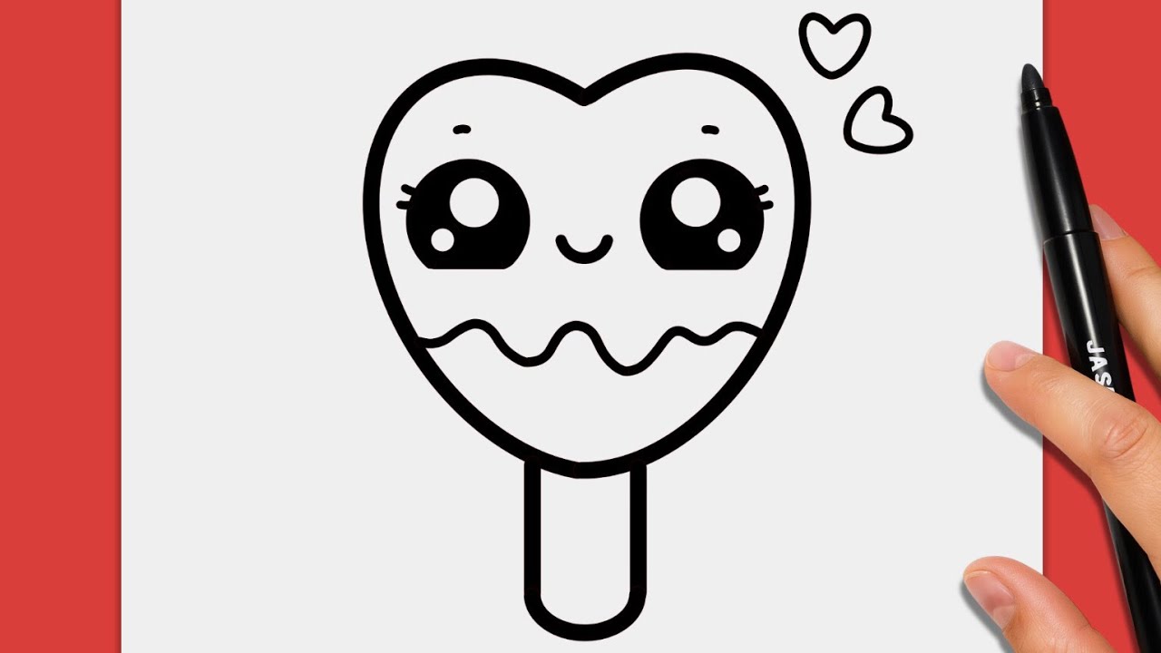 How to Draw a Cute Love Heart Ice Cream | Easy Drawing for Kids 