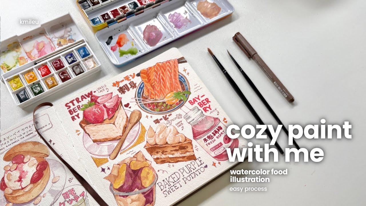 ົཽ⁎⁺ cozy paint with me ༚ easy watercolor painting | food illustration ⁺⁎