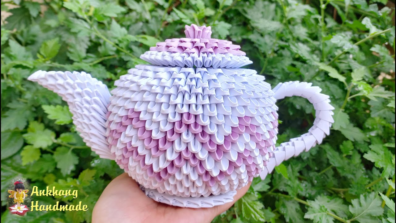 3d origami teapot tutorial | DIY paper teapot making , home ornament , home decoration idea