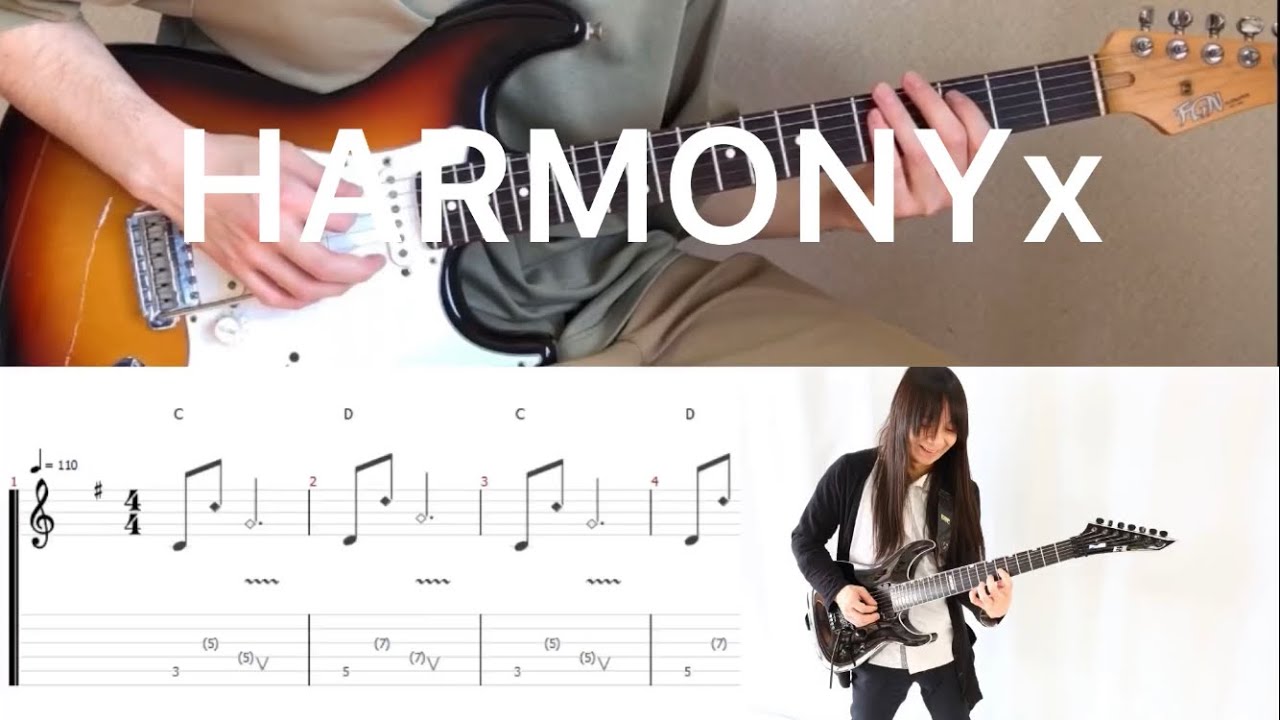 Mikio Fujioka - HARMONYx (guitar cover with tabs & chords)