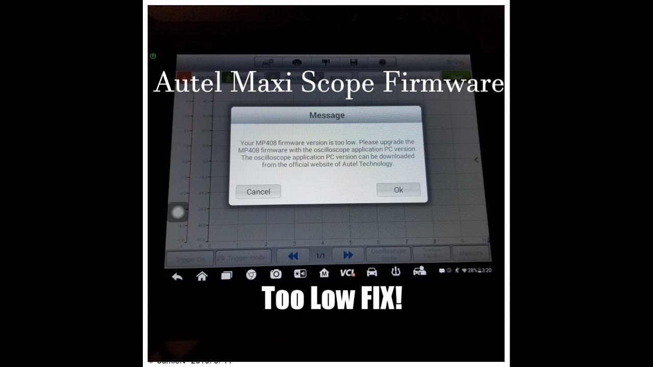 Autel Maxiscope MP408 firmware version too low. (Update FIX)