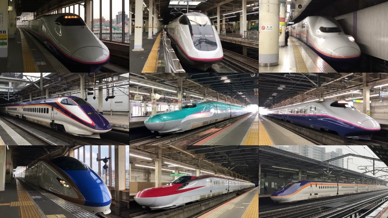 JR東日本新幹線形式(E2系,E3系,E4系,E5系,E6系,E7系,E8系)VVVF加減速シーン・19連発 / JR-East Shinkansen trains VVVF sounds
