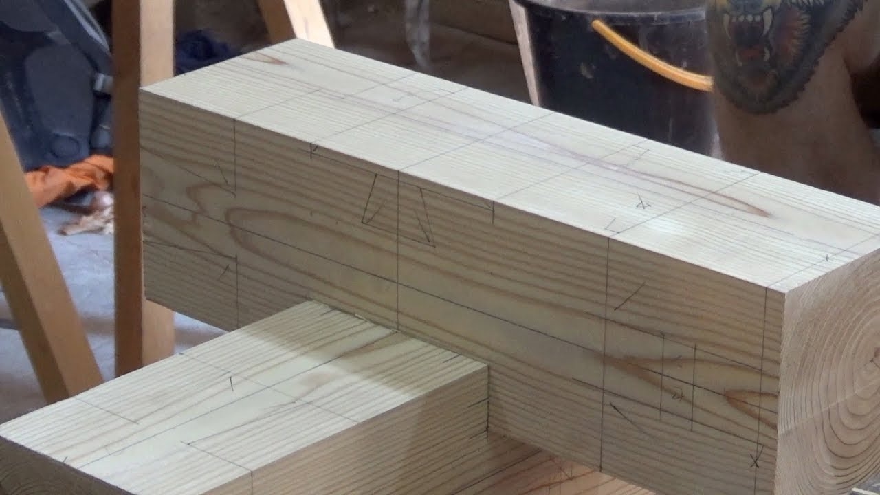 Making Watari Ago Part 2(Japanese Joinery) 　宮大工が職人技で教える初心者のための渡りあごの加工の仕方動画