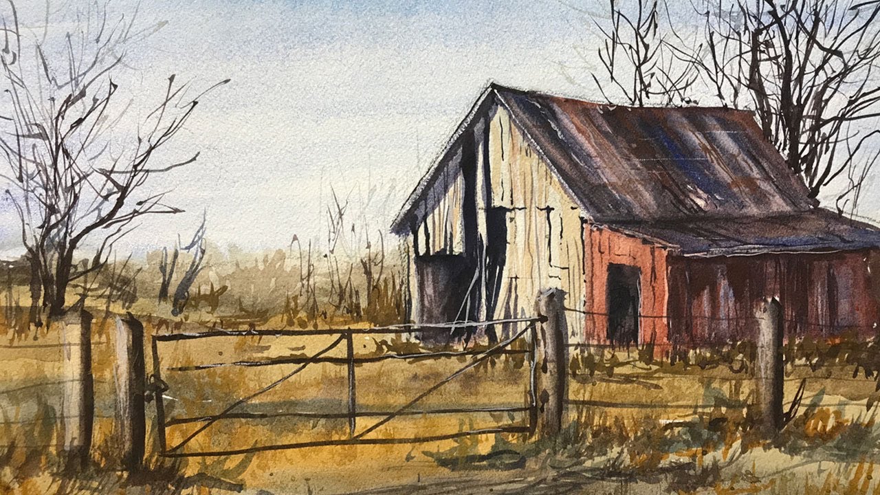 Painting an Old Barn - Watercolor Demo