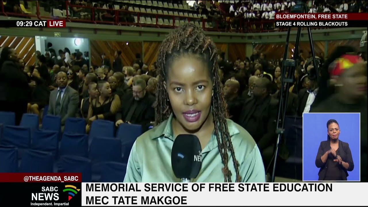 Memorial service of Free State Education MEC Tate Makgoe held in Bloemfontein today