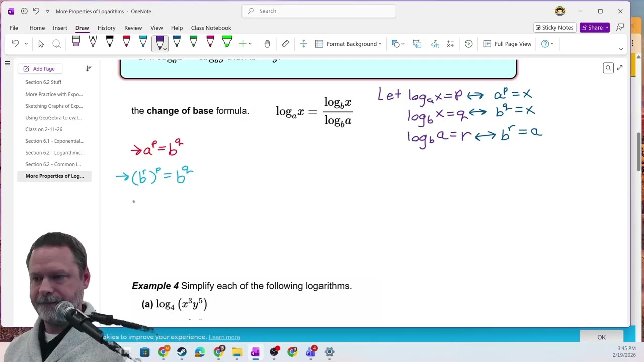 Change of Base formula for logarithms
