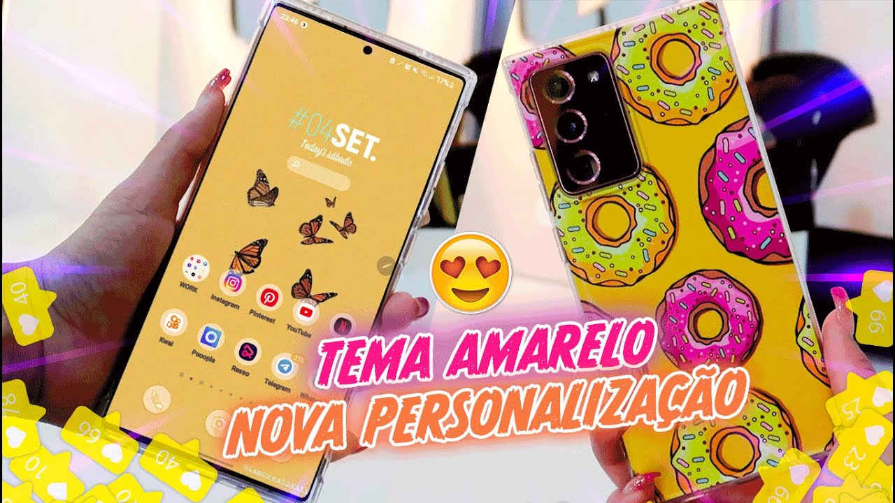 ORGANIZANDO MEU CELULAR ANDROID NO TEMA AMARELO 💛