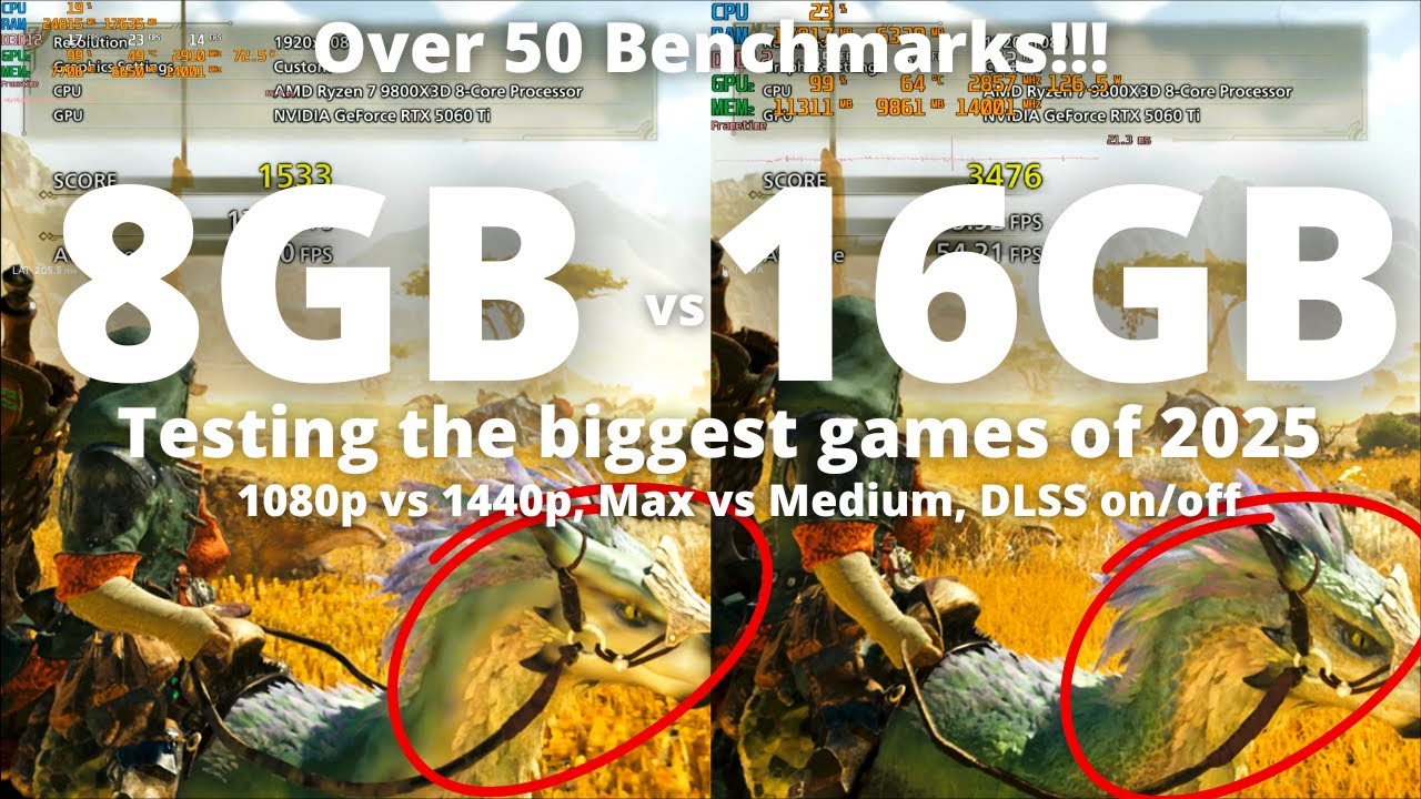🛑Don't buy 8GB GPUs in 2025 even for 1080p🛑- RTX 5060 Ti 8GB vs 16GB The Ultimate Comparison!!!